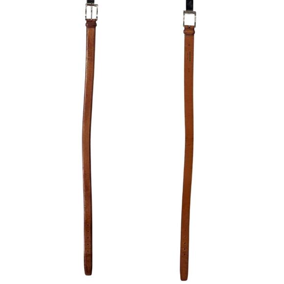 Magnanni Mens Carbon Leather Belt Cognac Brown Size 32 Silvertone‎ Buckle #1121 - Picture 6 of 8